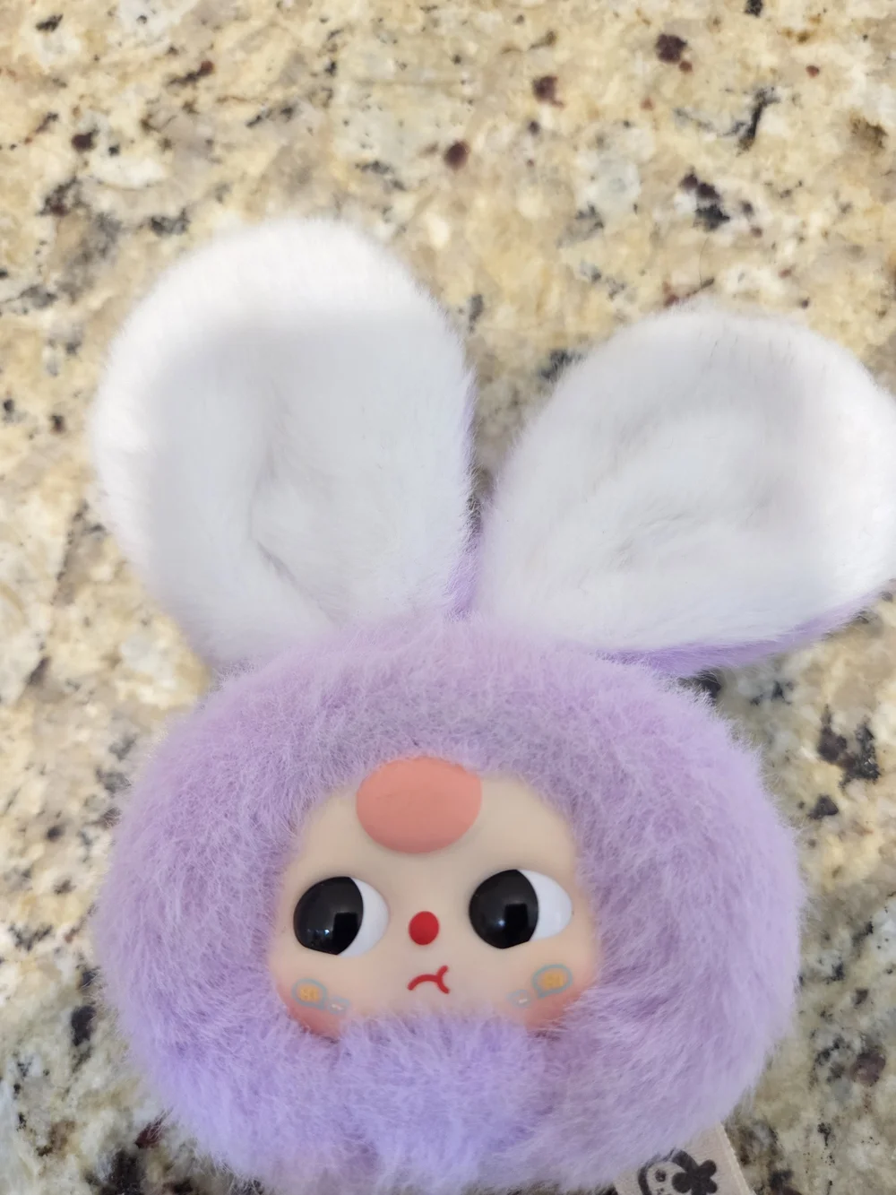 Baby Three Petit Macaron Cute Bunny Head Plush Pendant Lavender Purple Bag Charm